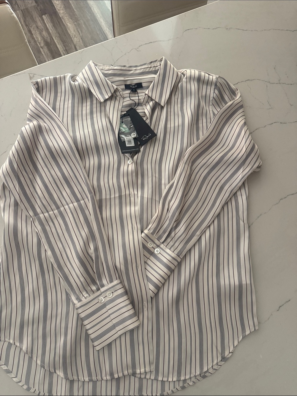 NWT Rails Striped Button Down Shirt Cream Gray Burgundy